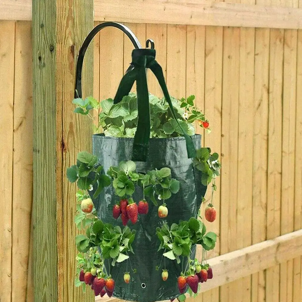 

Creative Strawberry Planting Bag Multi-mouth Container Bag Grow Planter Garden Home Side Plant Root Growing Pouch Pot Tool D2W9