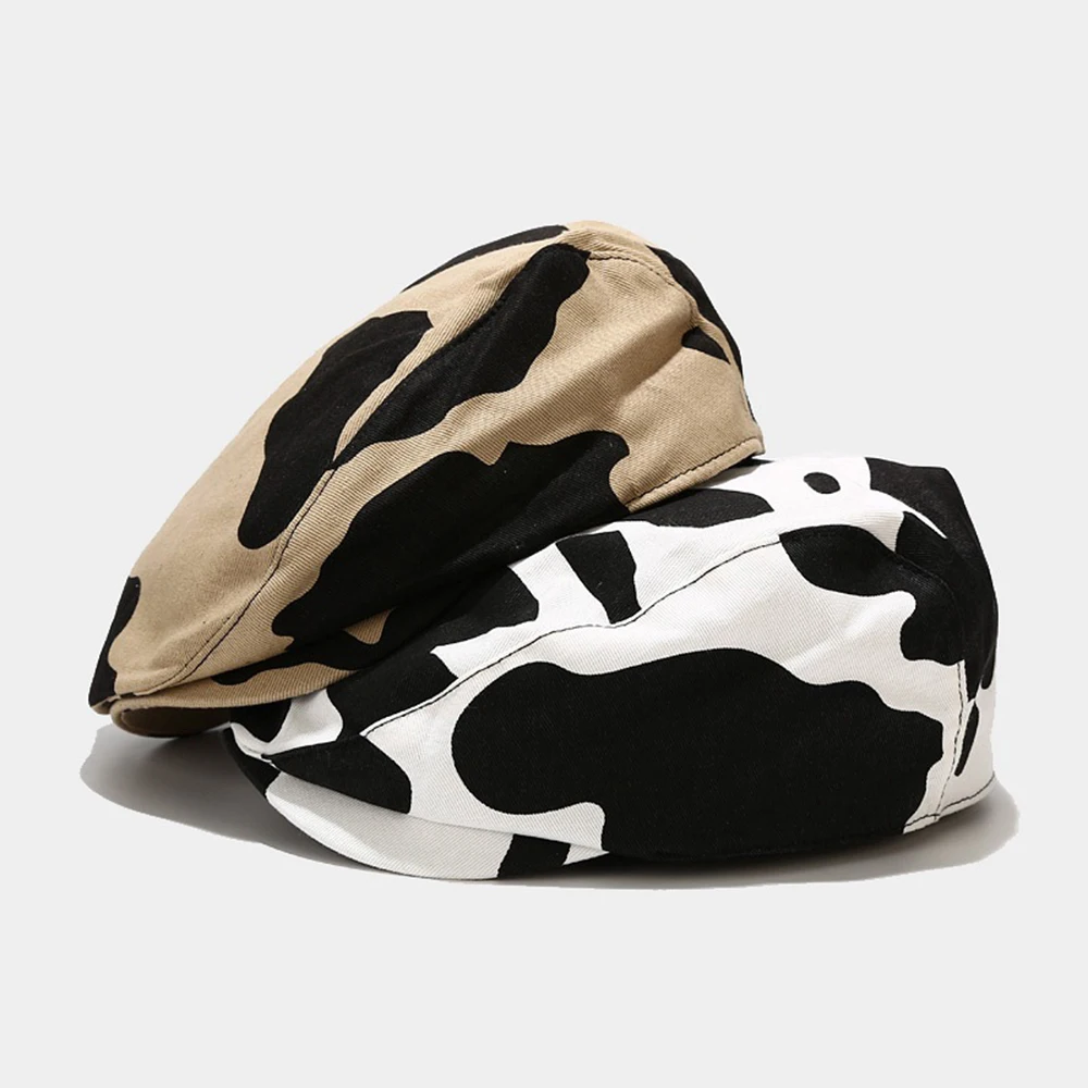 Autumn New Beret Hat Women Cow Print Japanese Painter Hat High Quality Newsboy Caps Femme Lady Girl Bonnet RT