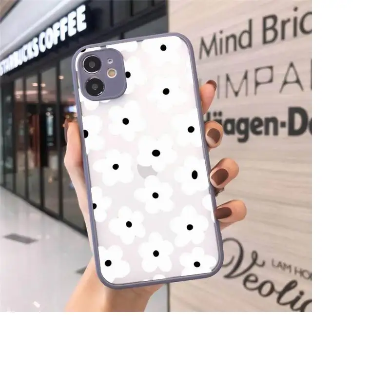 

Flowers pink design painting Phone Case For iPhone 12 11 Mini Pro XR XS Max 7 8 Plus X Matte transparent Gray Cover