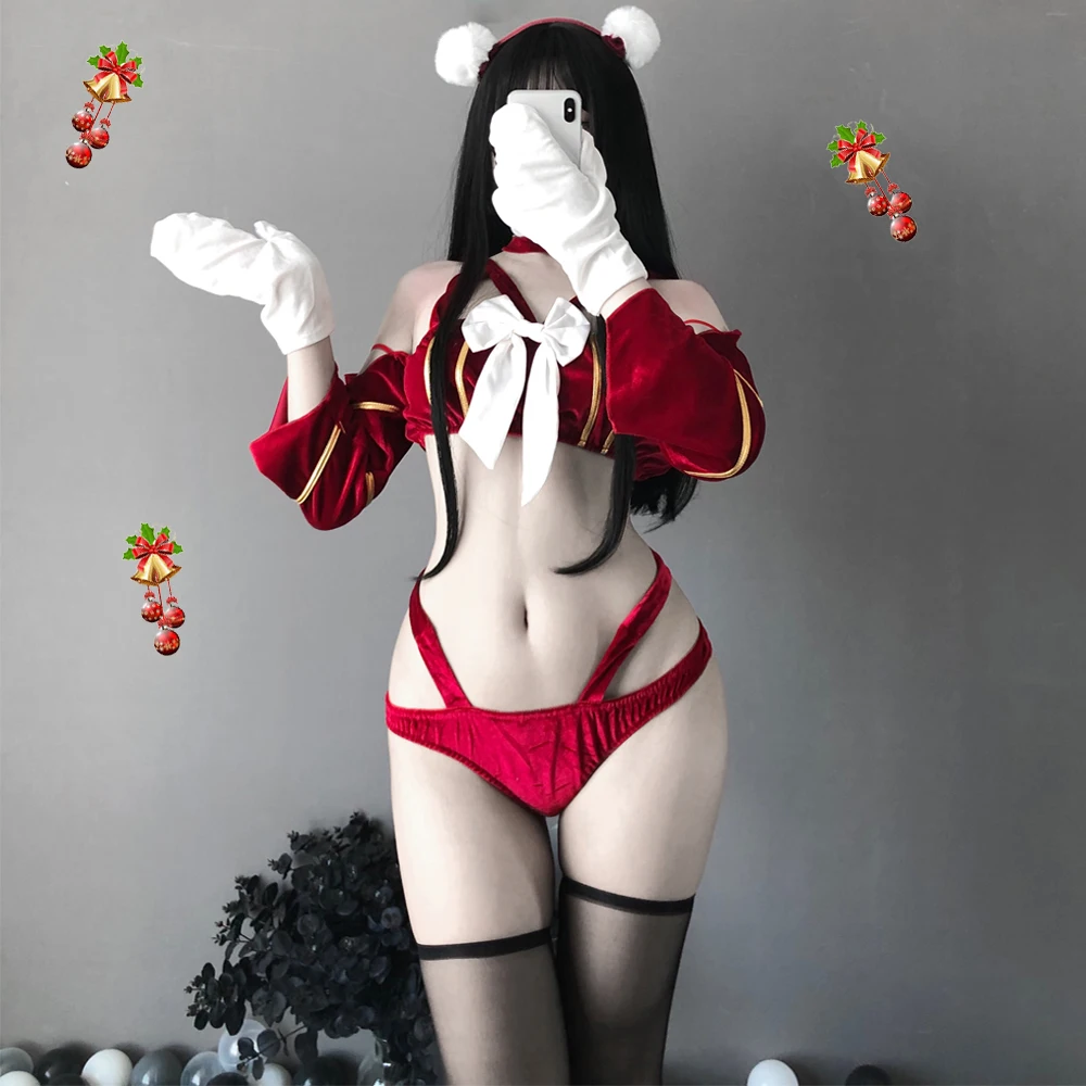 Рождественское нижнее белье сексуальные костюмы горничной для секса косплей