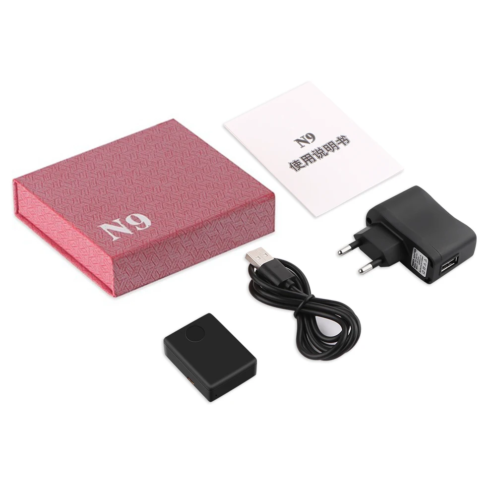 N9 GSM подслушивающее устройство в акустической сигнализации мини GSM шпионский монитор система голосового наблюдения четырехдиапазонная 2 микрофона 12-15 дней в режиме ожидания - Цвет: With Box and Charger