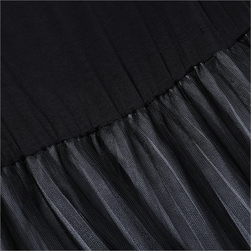 

CINESSD winter and Autumn dress women dress 2019 Autumn Fashion balck Sleeveless High-waist slip ladies dress ruffle Yarn dress