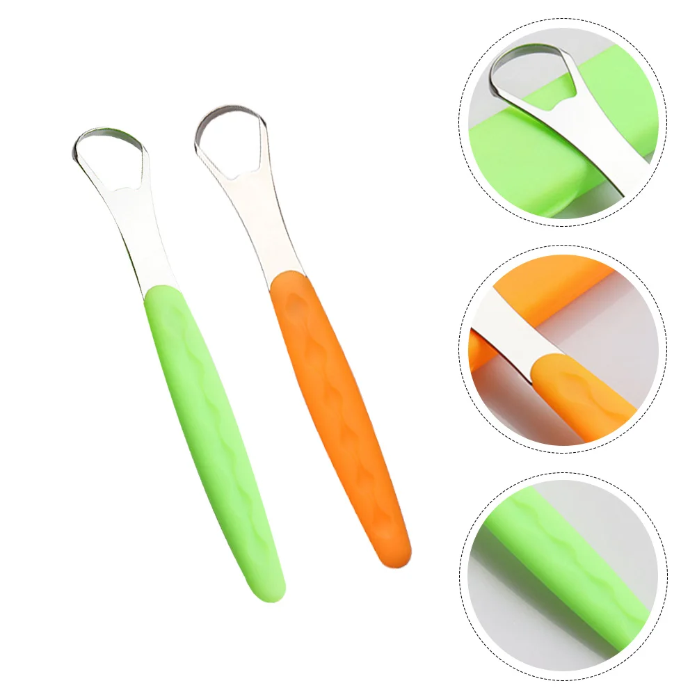 

2pcs Durable Stainless Steel Tongue Cleaner Tongue Scrapers Oral Cleaning Tools
