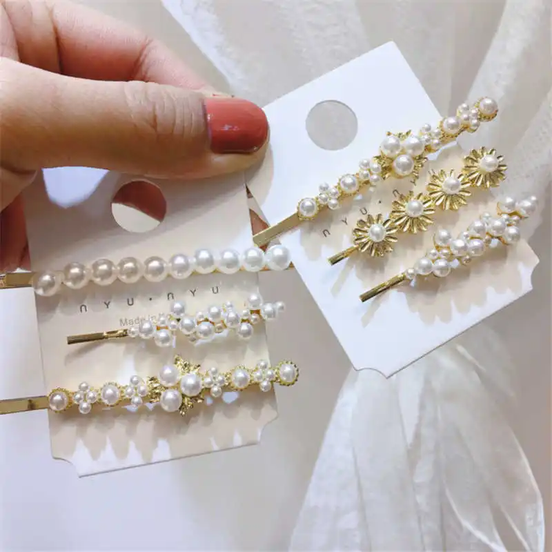 

Fashion 3Pcs Flower Set Clips Elegant Women Girls Hair Bobby Clip Pin New Pearl Hair Accessories