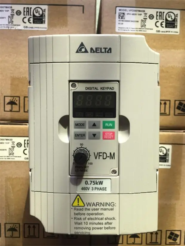 Оригинальный VFD007M43B 0.75KW 380V 1.5kw 2.2kw VFD M Инвертор серии|Принадлежности для