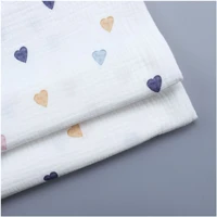 10 meters pure cotton double gauze fabric natural white with love pattern color sewing fabric small wholesale cd05c