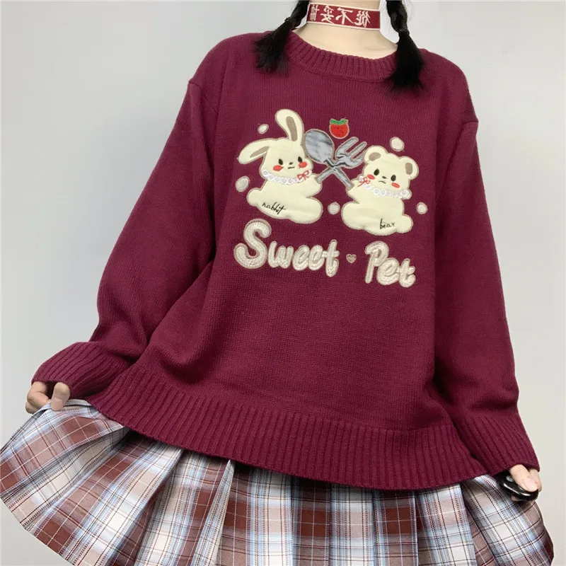 Милые женские вязаные свитера в стиле Харадзюку винтажный Рождественский зимний