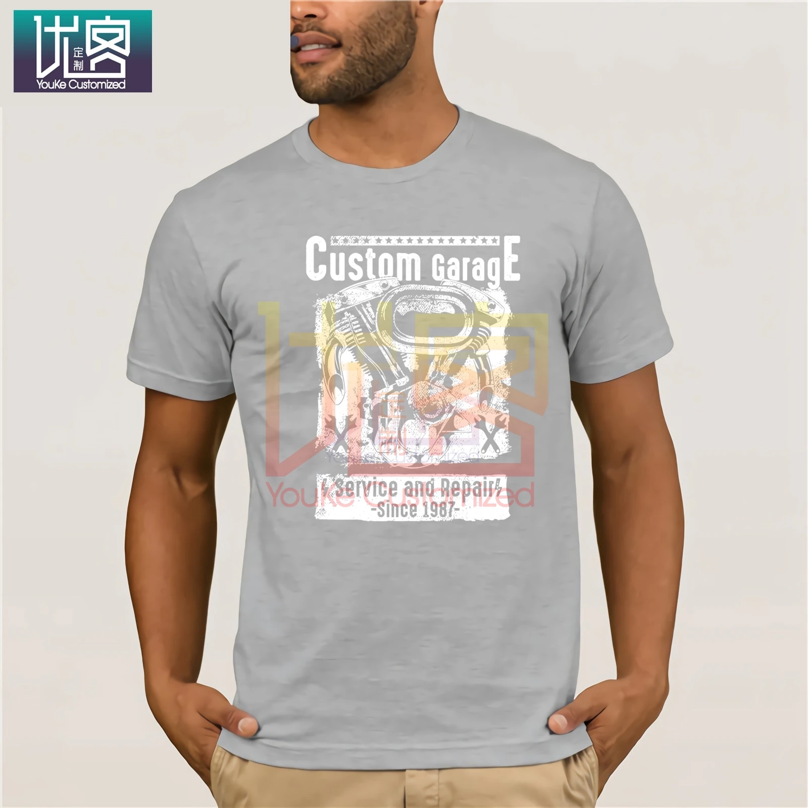 Пользовательские гаражные услуги и ремонт винтажный дизайн футболки |