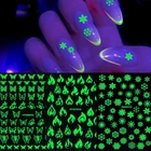 3D светящиеся наклейки для ногтей, Блестящие бабочки, пламя, звезды, луна, самоклеящиеся наклейки, наклейки для ногтей, украшения для дизайна ногтей