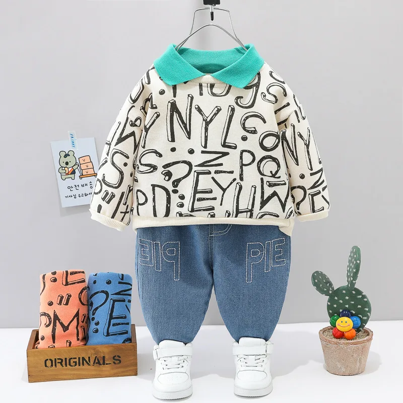 

Children Clothing Sets Spring Autumn Boys Cotton Polo Tops Pants 2pcs Tracksuits For Baby Kids Sports Suits Toddler Outfits 4 5Y