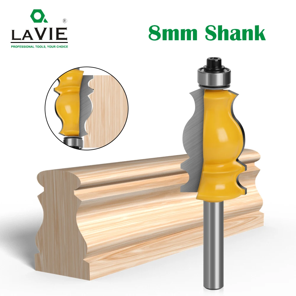 LAVIE 1pc 8MM Shank Special Architectural Handrail Molding Router Bit Woodworking Cutter Milling for Wood Bit Face Mill MC02072