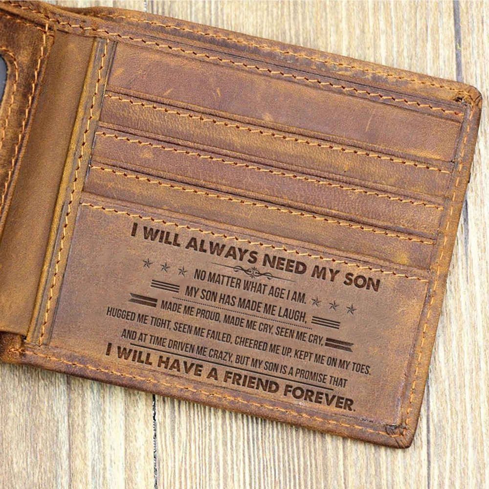 "TO MY Son"-Custom Leather Wallet,Engraved Minimalist Gifts for men on Birthday,Graduation,Christmas Day Drop Shipping