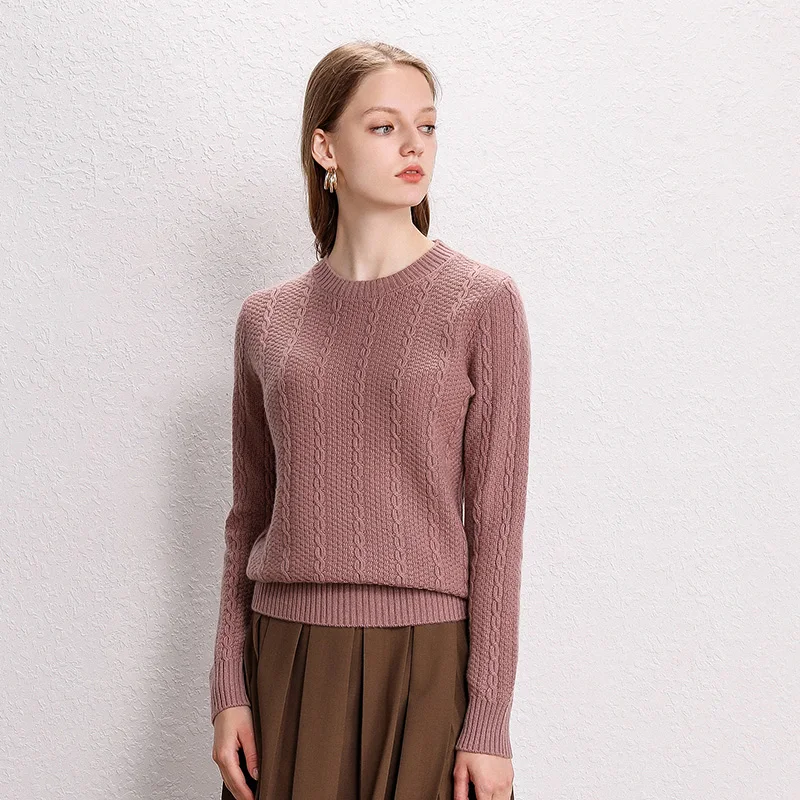 Женский свитер из 100% кашемира на осень и зиму новый тонкий с круглым вырезом