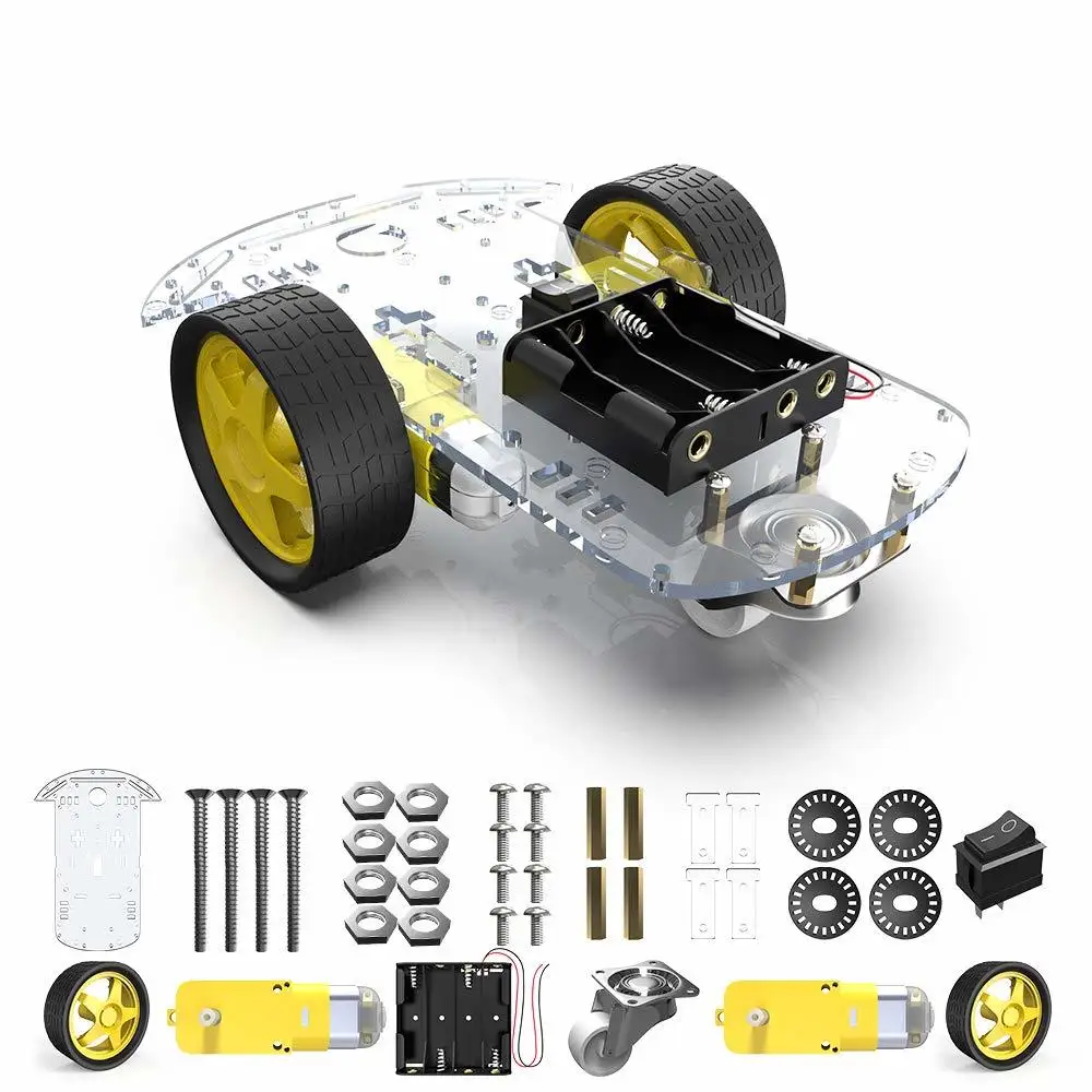 DIY 2WD умный робот автомобильный комплект шасси с 2 двигателями (1:48) кодер скорости