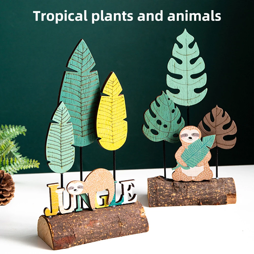 

Wooden Tropical Plant Ornaments Home Plant Wooden Pendent Home Decor Desk Decorative Christmas Gifts Pastoral Wooden Trees