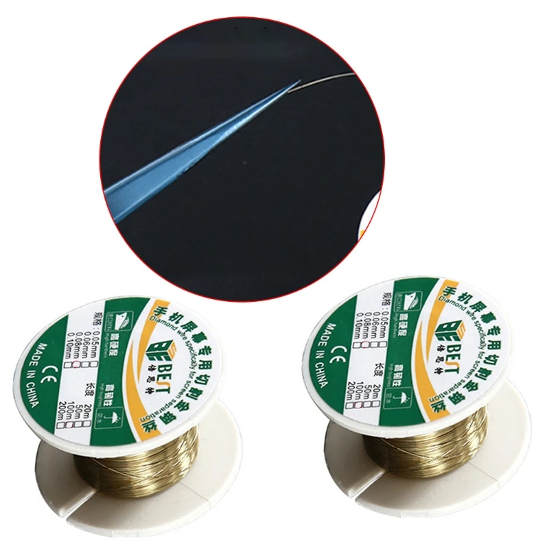 

100M Gold Molybdenum Cutting Wire Line 0.05/0.06/0.08/0.1mm Compatible with Phone LCD Display Screen Separator Repair