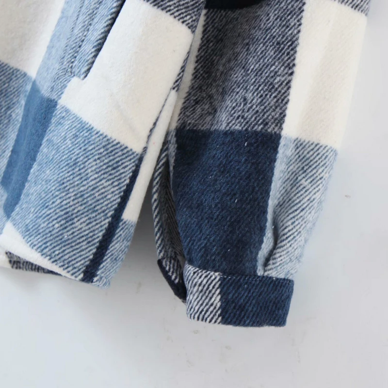 

Coson Womens Plaid Shirt Jacket Coat Ladies Pockets Thick Turn Down Collar Plus Size Female Outerwear