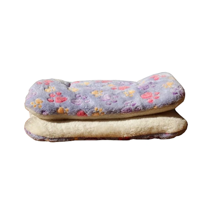 Purple paw Зимняя теплая кровать для собаки, мягкое Флисовое одеяло для животных, кошачьего туалета, щенка, коврик для сна, прекрасный матрас, подушка для маленьких и больших собак, 5 размеров - Цвет: Purple paw