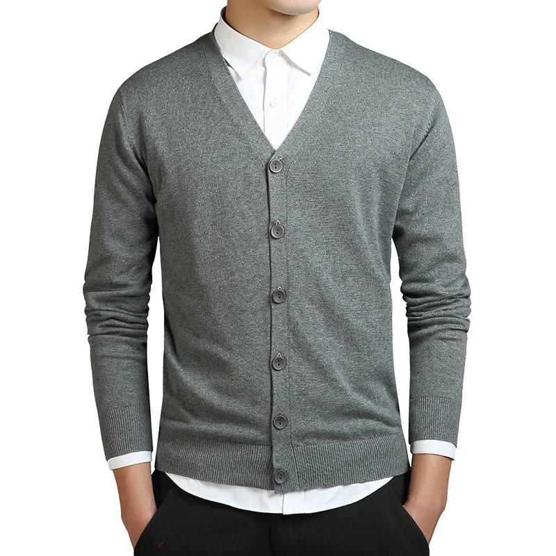 

Men Long Sleeve Cardigan Cotton Sweater Mens V-Neck Sweaters Loose Solid Button Fit Knitting Casual Style Clothing New