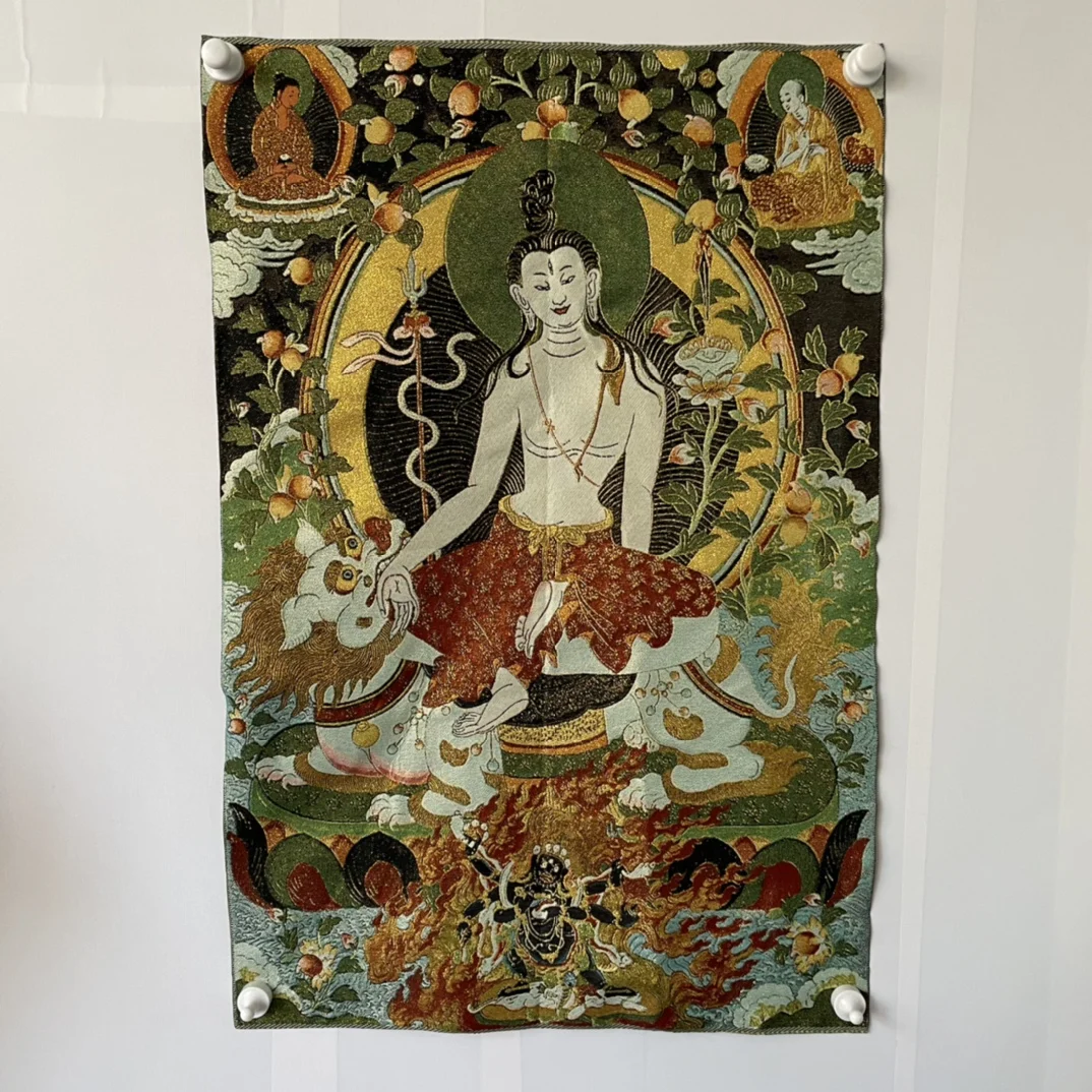 

Шелковая вышивка Thangka, благоприятная роспись, роспись ручной работы, домашнее украшение #2