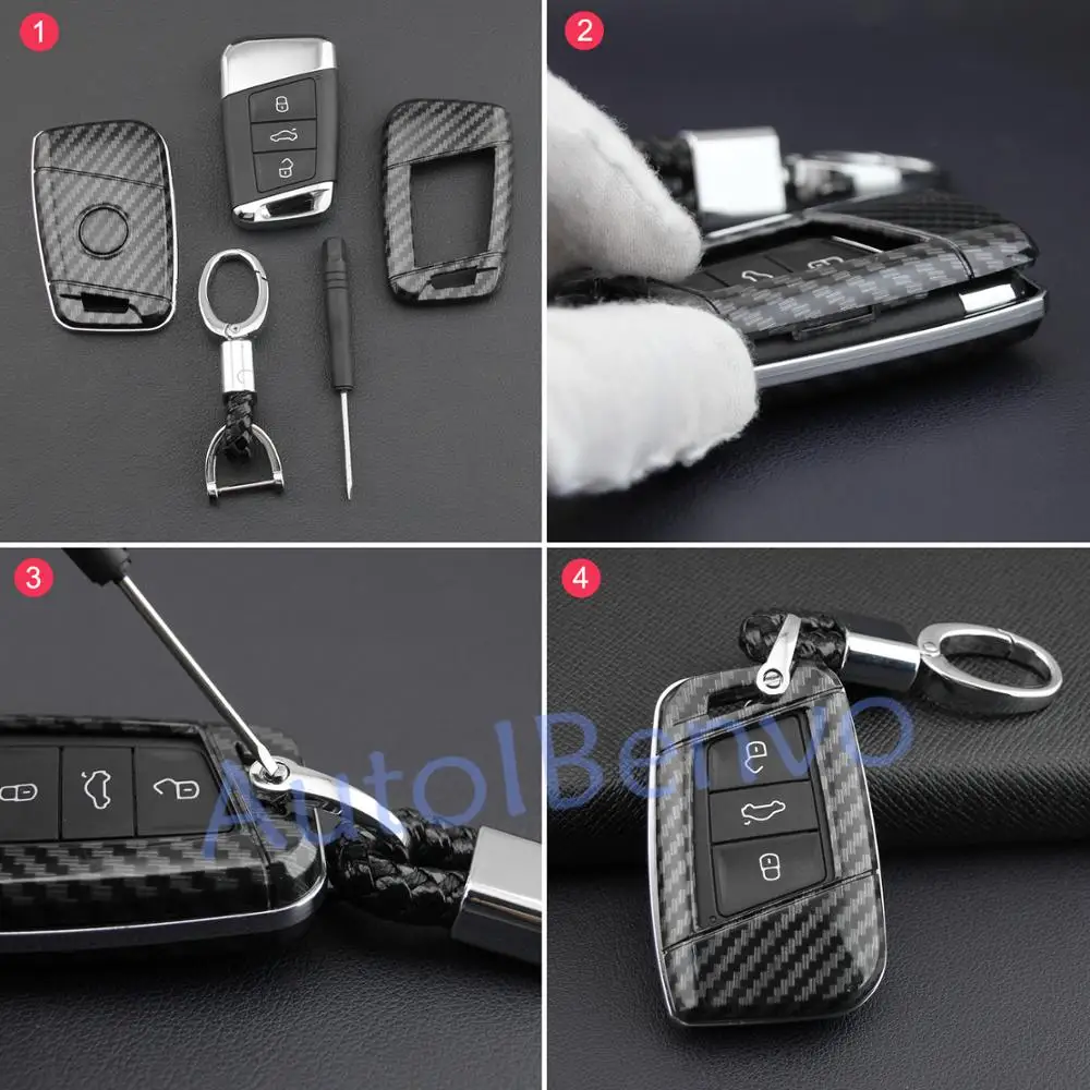 Защитный чехол для автомобильного ключа из углеродного волокна Smart Volkswagen B8 Passat