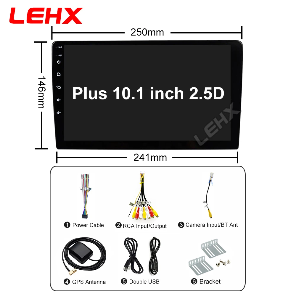 Автомагнитола LEHX 2din 10 1 дюйма Android 9 0 GPS Wi Fi Bluetooth FM Mirrorlink магнитола с
