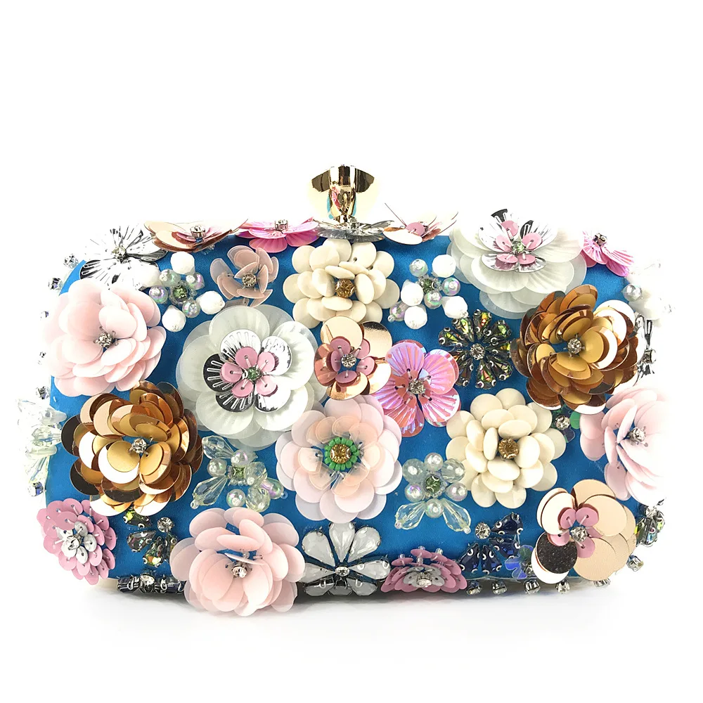 

New Fashion Dinner Bag Ladies Handmade Flower Beaded Bag Banquet Wedding Party Clutch