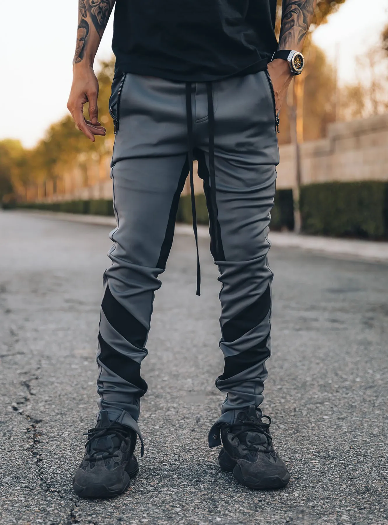 

New fashion men's casual sports pants men's Korean fashion youth cargo pants color straight leg running fitness pants