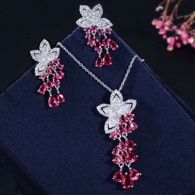 Ожерелье и серьги капельки AAA + с желтым кристаллом|Ювелирные наборы| |