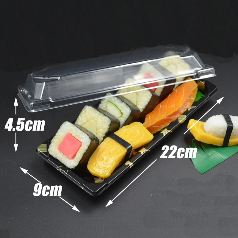 50 шт. одноразовых коробок для суши покрытых золотым листом содержат