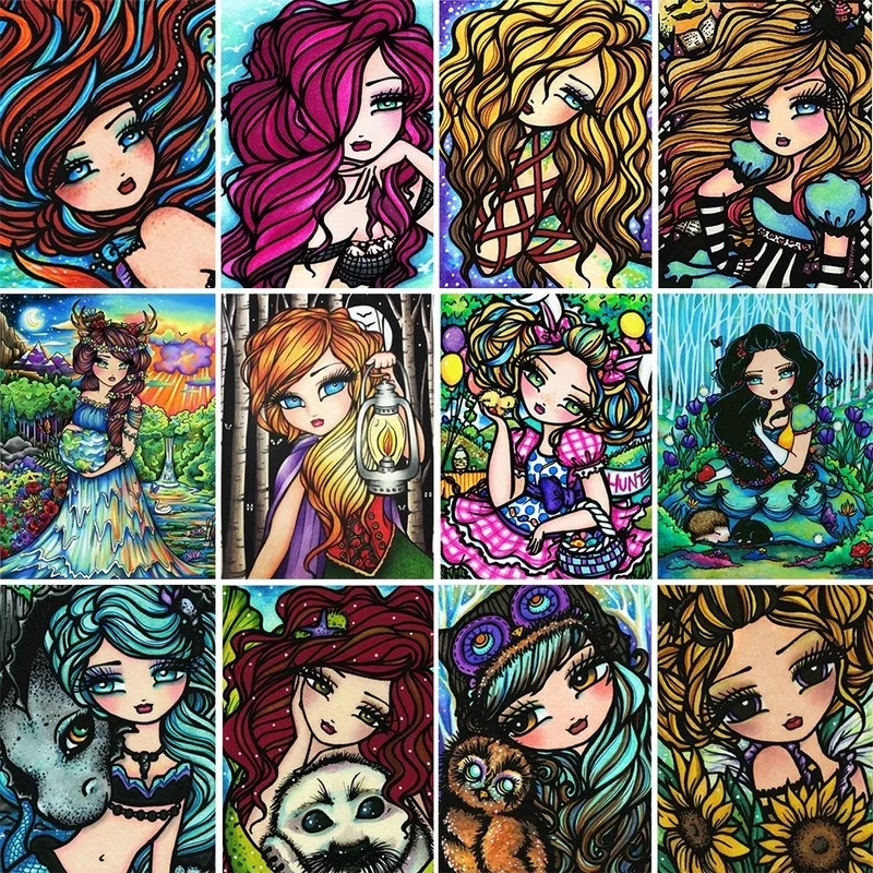 

Cartoon Girl Diamond Painting Poured Glue Full Drill DIY Art Mosaic Pattern Rhinestone Embroidery Cross Stitch Kits wall decor