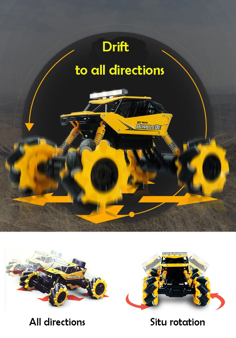 1:16 2,4G RC автомобиль с Mecanum колеса 4WD RC Drift восхождение дистанционного Управление Stunt автомобилей танцующие led Музыка внедорожный шмели автомобиль игрушка