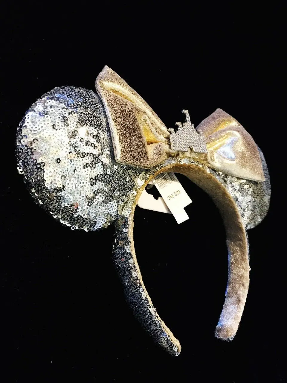 Уши Минни Маус и бантом замок драгоценный камень серебряный ободок для волос