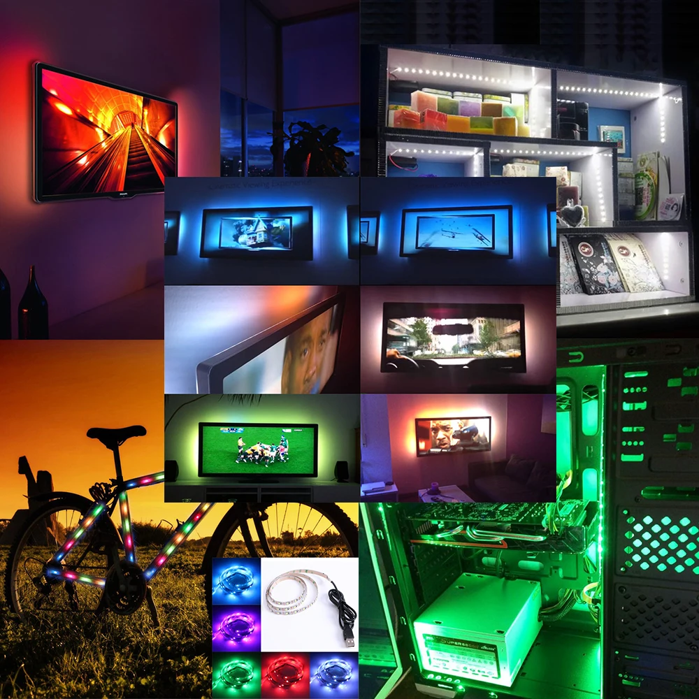 2020 светодиодная ленсветильник USB DC5V гибкая лента для ламп RGB 1 м 2 3 4 5 ТВ Настольный