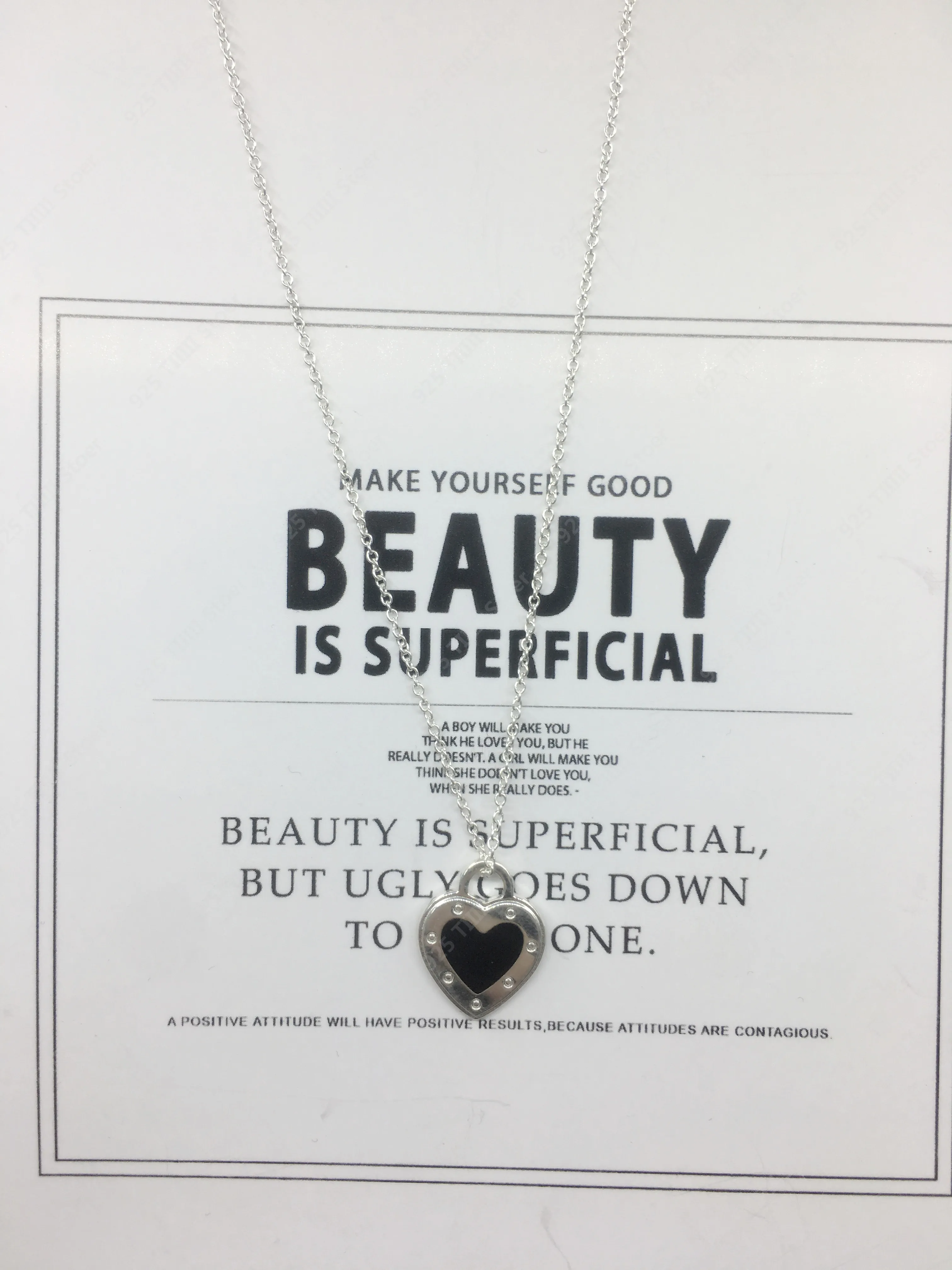 

S925 pure silver ms sole color enamel more heart-shaped necklace 1:1 classical style, high quality jewelry, holiday gifts