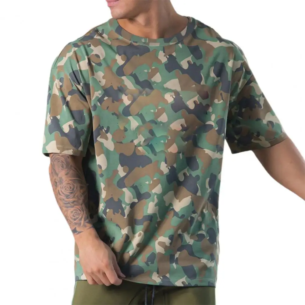 

Plus Size Men T-shirt Casual Loose Fit O-Neck Breathable Cotton Blend Workout Slim Tee Daily Wear Male Top