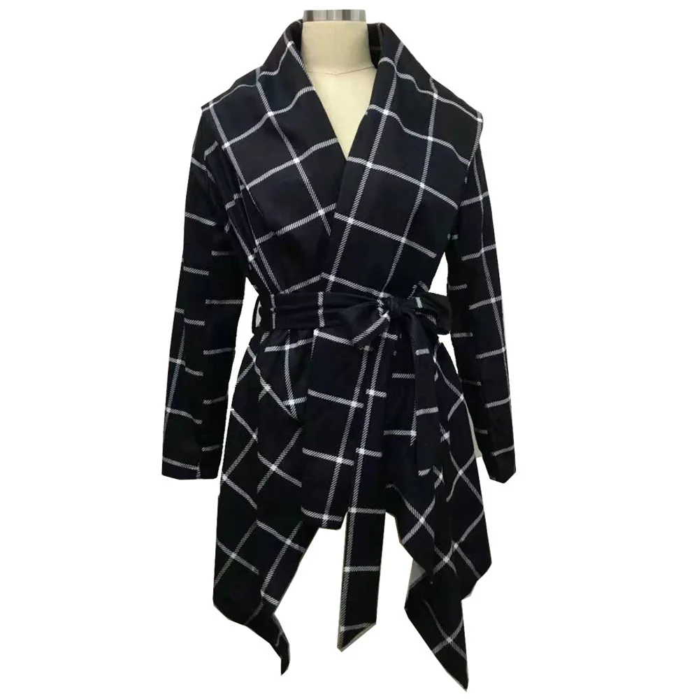 

Women's Coat Tartan Coat For Autumn And Winter European And American Woolen Woolen Coat With Lace
