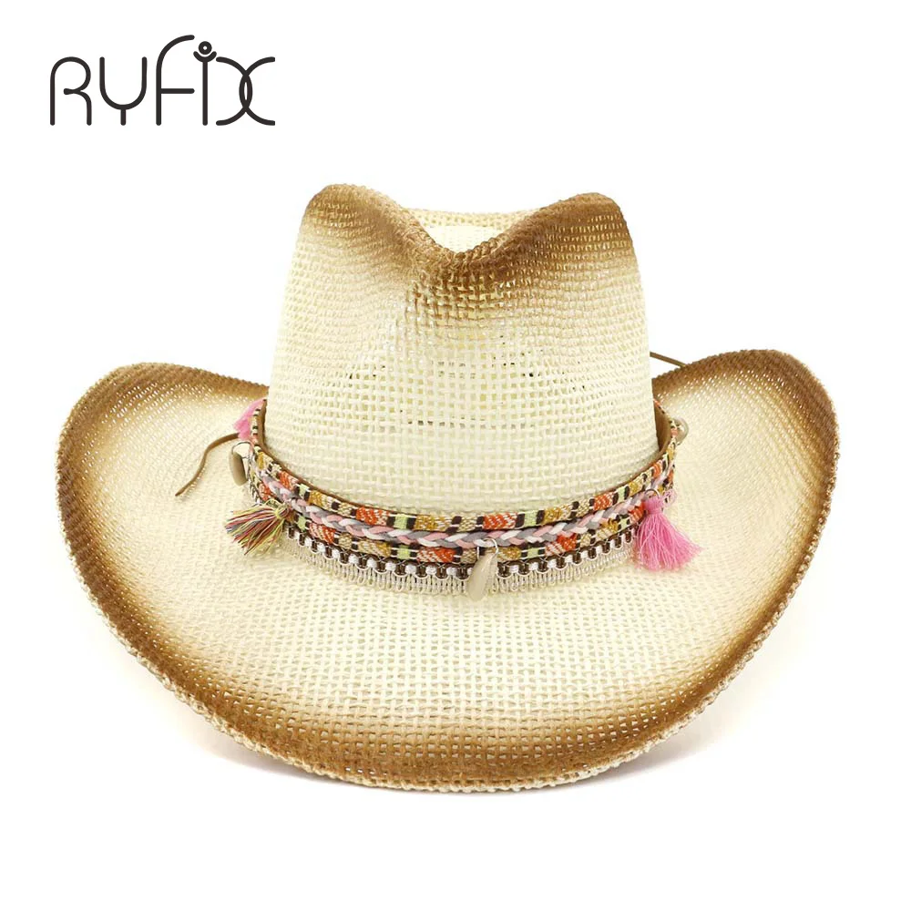 Шляпа соломенная в западном стиле для мужчин и женщин модная ковбойская