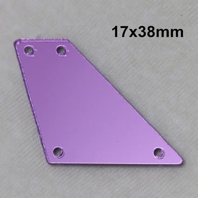 A02-17x38 Фиолетовое акриловое зеркало пришивные стразы DIY Flatback зеркальные акриловые пришивные стразы с отверстиями для шитья - Цвет: A02-17x38