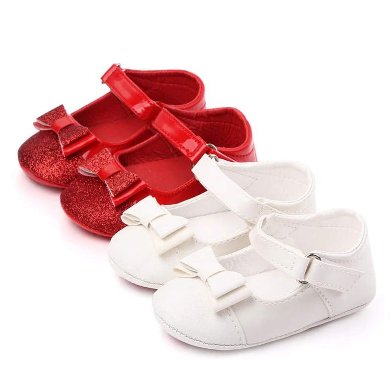 

Newborn Baby PU Leather Baby Girl Baby Cute knot Shoes Soft Soled Non-slip Footwear Crib Shoes