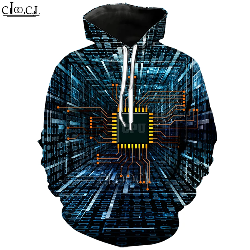 

HX 2021 New Electronic Chip 3D Print Harajuku Men Women Fashion Hoodies Casual Streetwear Tracksuit Pullover Drop Shipping