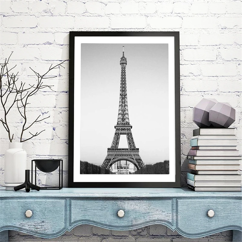 

Eiffel Tower Print Canvas Paintings French Paris Wall Art Black and White Retro Poster Paris Landscape Pictures Room Wall Decor