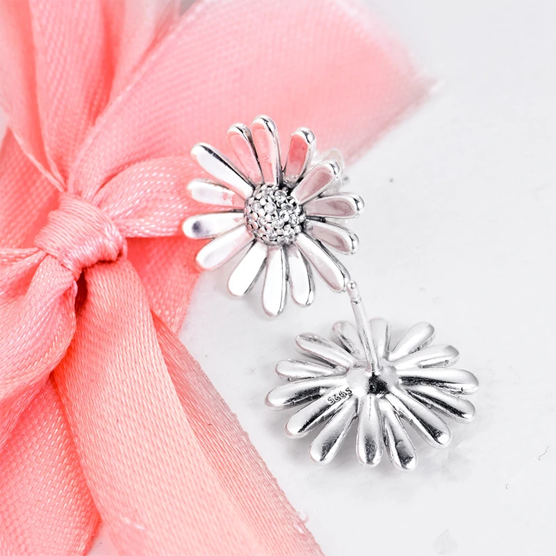

2020 New Spring Pave Daisy Flower Statement Stud Earrings For Women 925 Sterling Silver earring silver 925 brincos fine jewelry