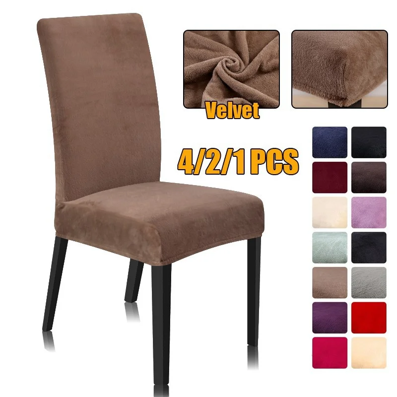 

Velvet Chair Cover Spandex Stretch Slipcovers Chair Protector Antifouling Home Hotel Dining Wedding Seat Cover Home Decoration