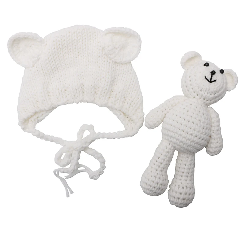 

Новорожденный ребенок девочка мальчик Фотография реквизит фото вязанный крючком костюм медведь + шляпа набор