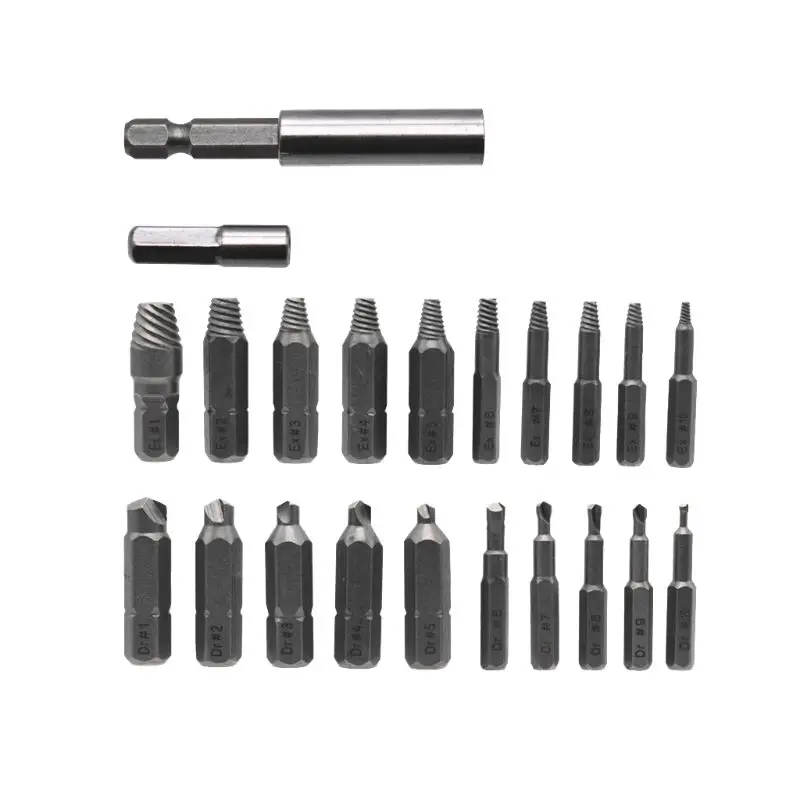 

22pcs Screwdriver Set Screw Puller Extractor Drill Bit Guide Set Broken Remover