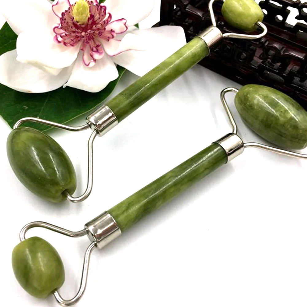 Массажный ролик для лица с двойными головками Нефритовый камень подтяжка