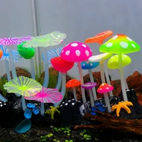 1set fluorescent artificial plants fish tank decorations aquarium water grass lotus mushroom ornaments aquarium landscape