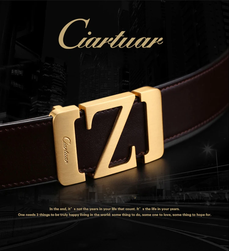 

2020 ciartuar fashion belt for men women belt quality genuine leather cowskin trousers buckle gold copper buckle free shipping