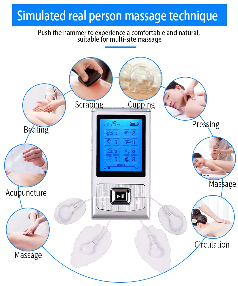 Tens ems массажёр электростимулятор мышц электростимулятор физиотерапия машина двухканальный выход